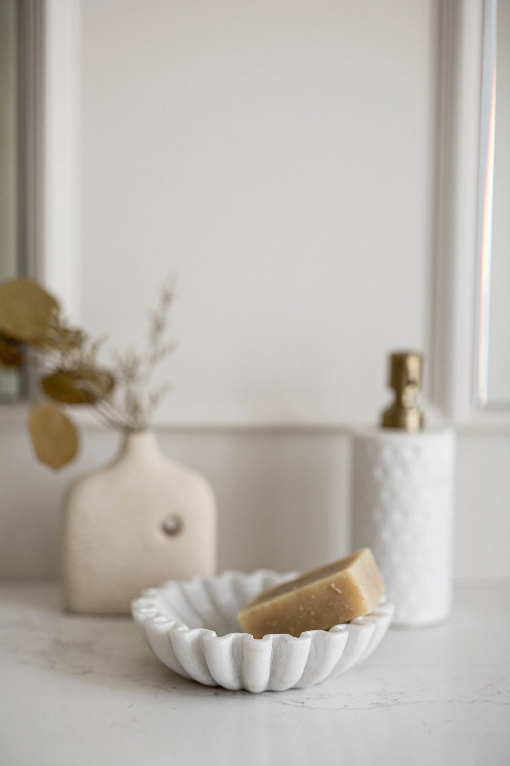 Marble Fluted Scalloped Bowl