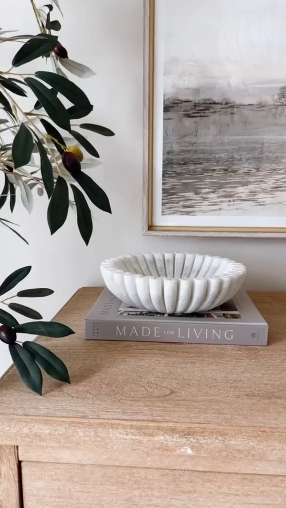Marble Fluted Scalloped Bowl